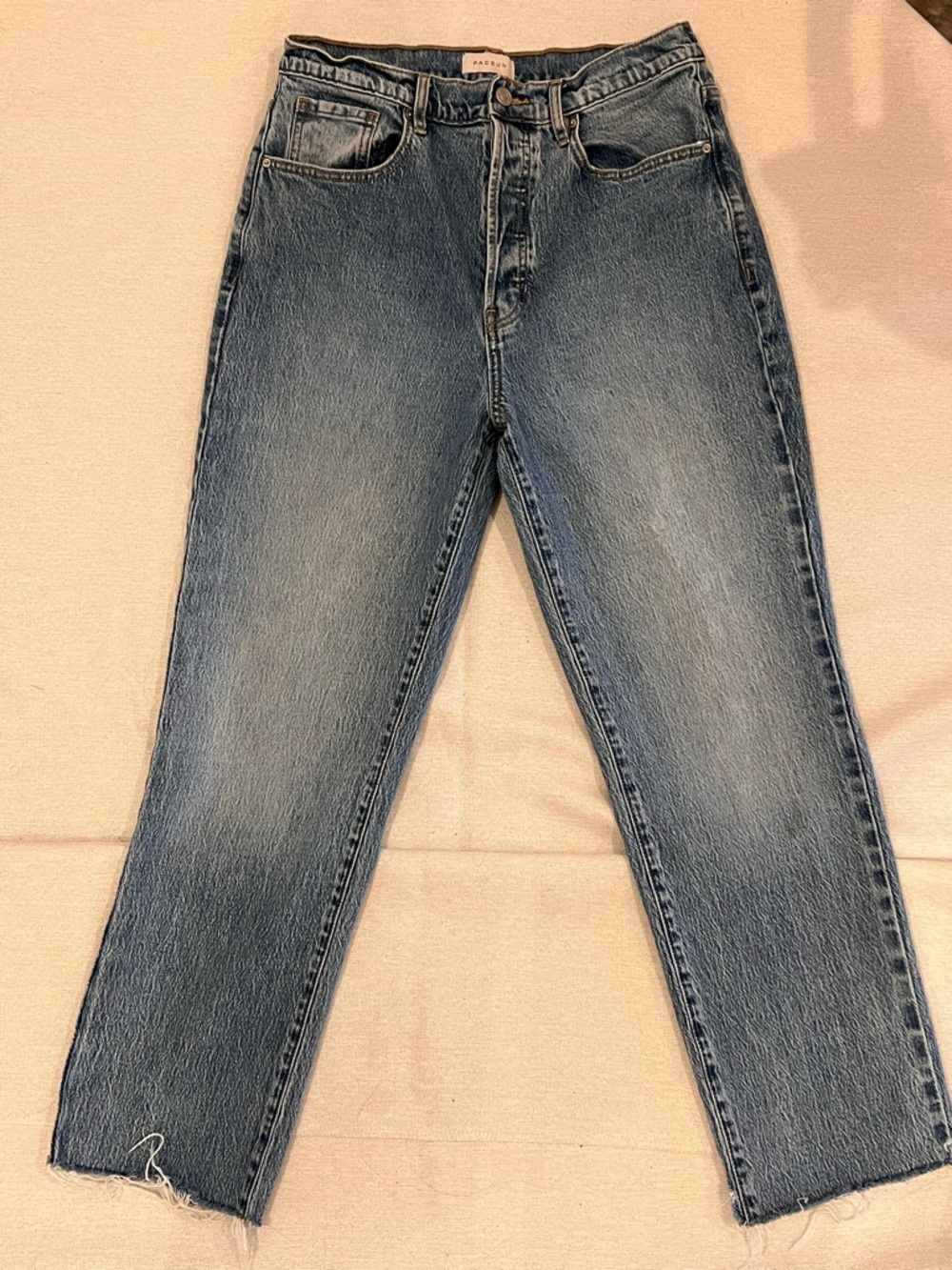 PacSun Stretch Dad Jeans Size 29 High Rise Vintage Wash Raw Hem